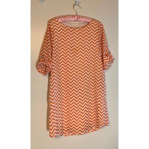 Orange/White Chevron long tunic or shirt dress